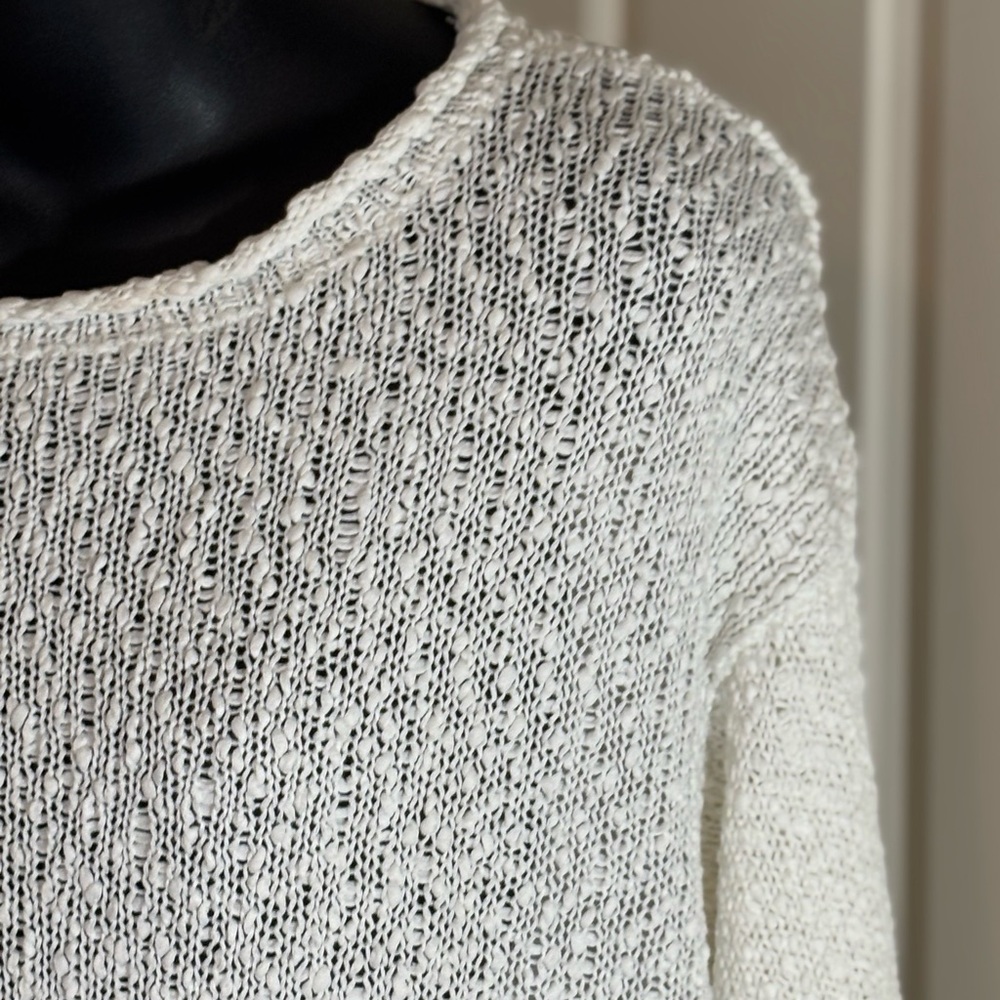 Talbots White Crew Neck Sweater with Textured Knit - Picture 7 of 12
